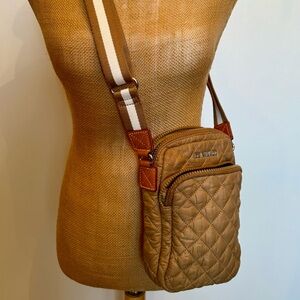 MZ Wallace METRO Tan Quilted Crossbody Bag